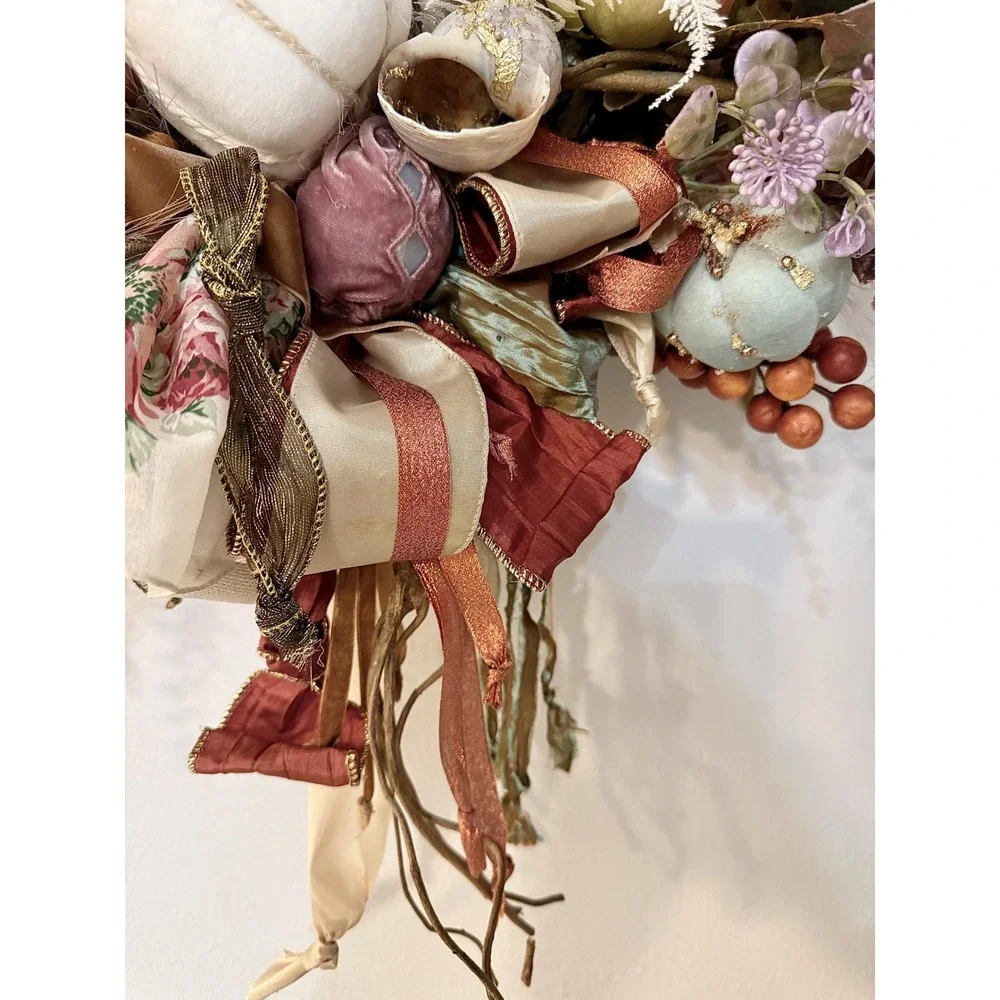 Luxury Fall Wreath Pave Oyster Gold Leaf